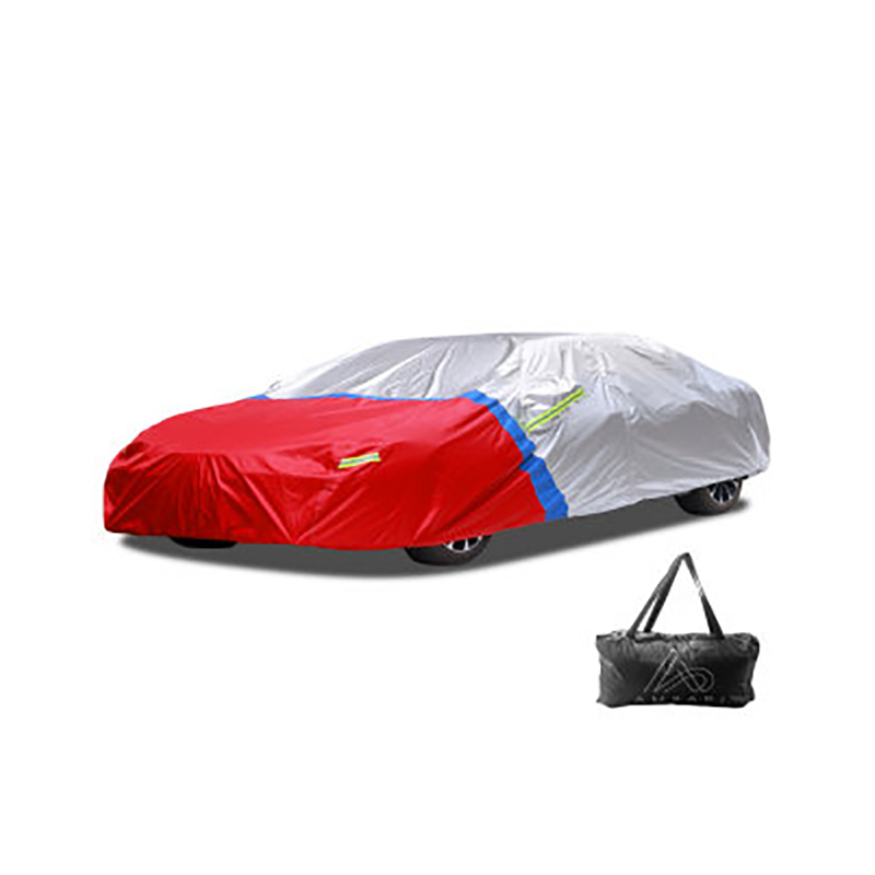 Outdoor universal silver and red oxford cloth car full body cover