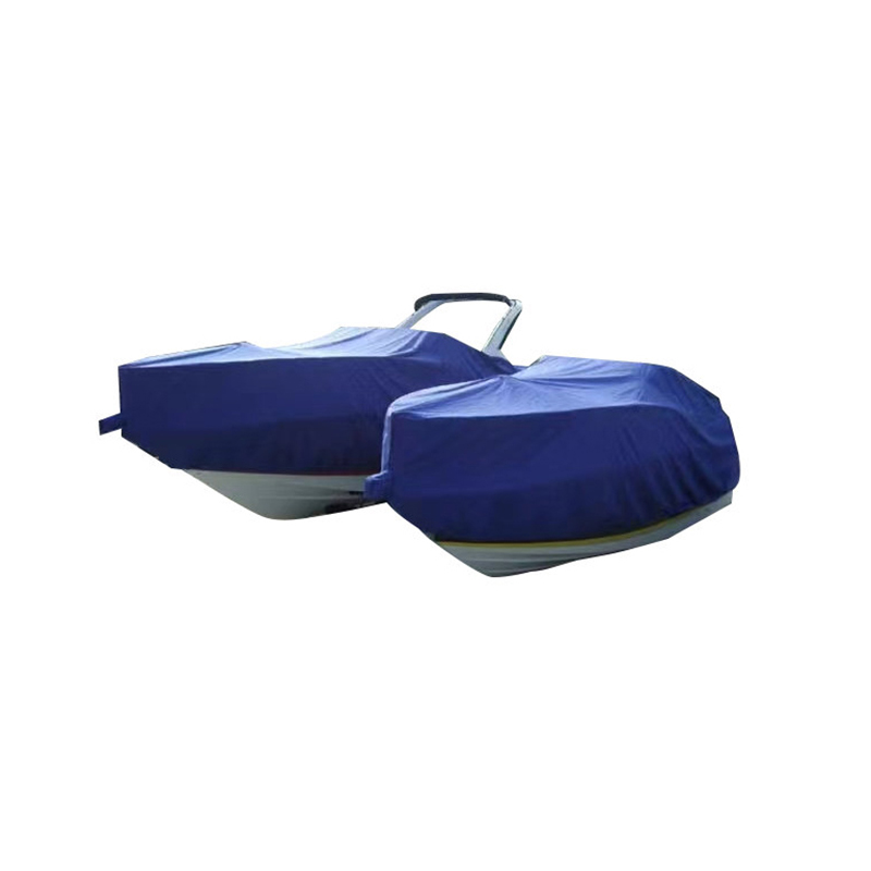 Solid blue double stitched oxford cloth boat cover